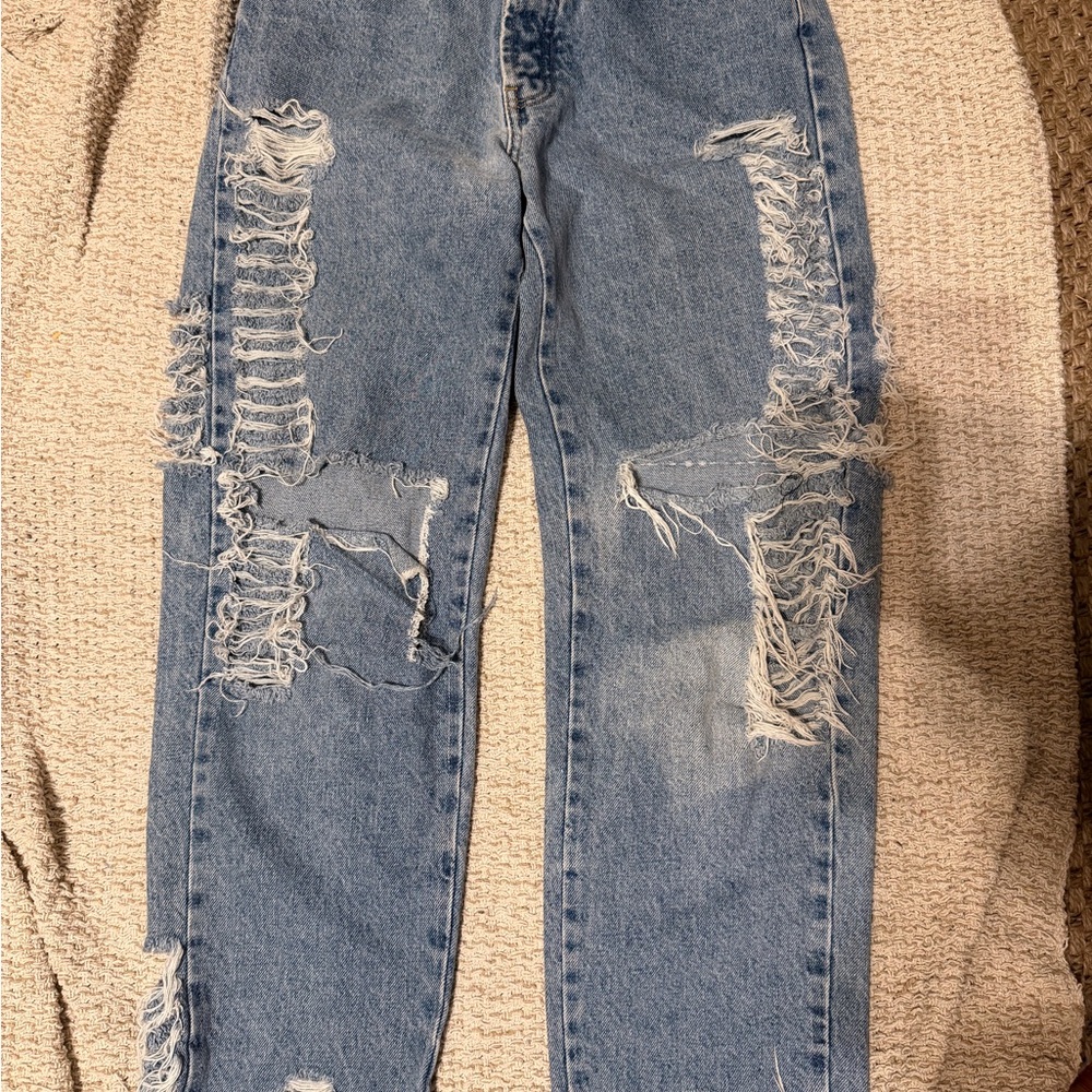 Distressed Blue Jeans